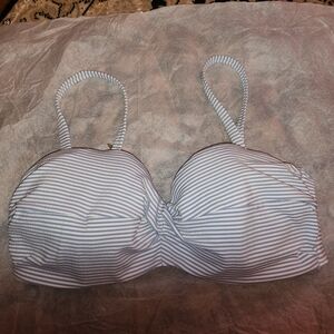 H&M Blue and White Striped Bathing Suit Top with Underwire